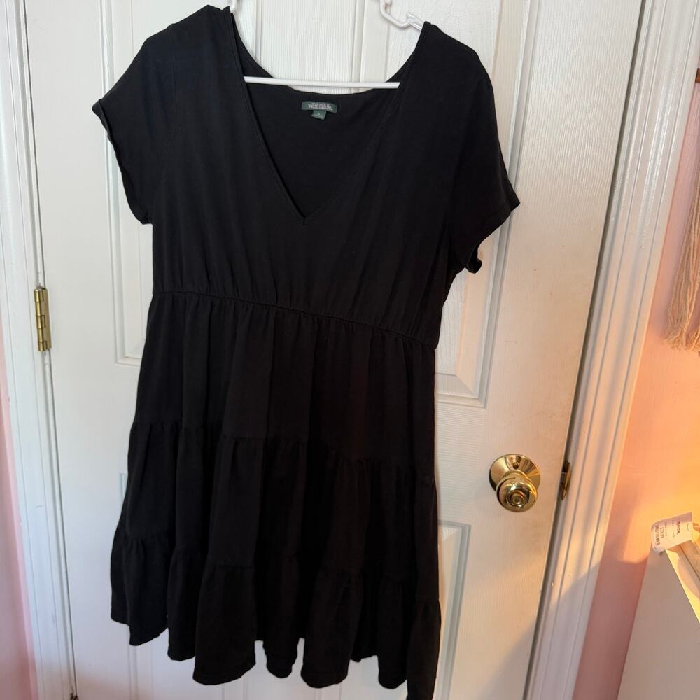 Wild Fable Black Flowy Summer Tshirt Knee Length Dress Women’s XL